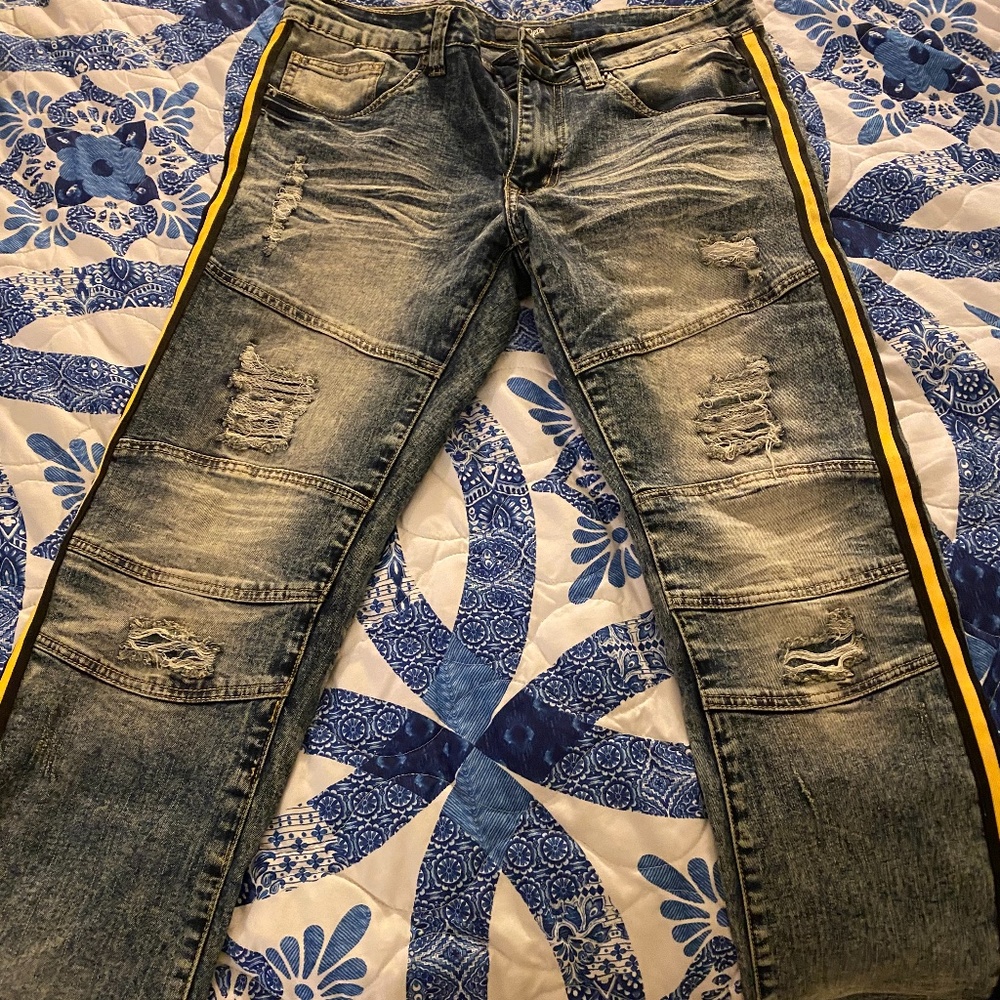 Yellow Stripped Blue Jeans